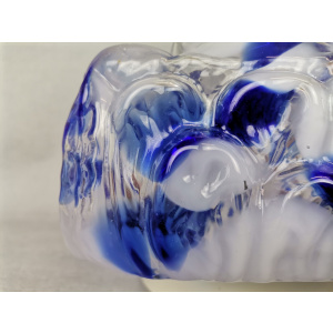Large square blue spatter splatter glass flush mount ceiling lamp