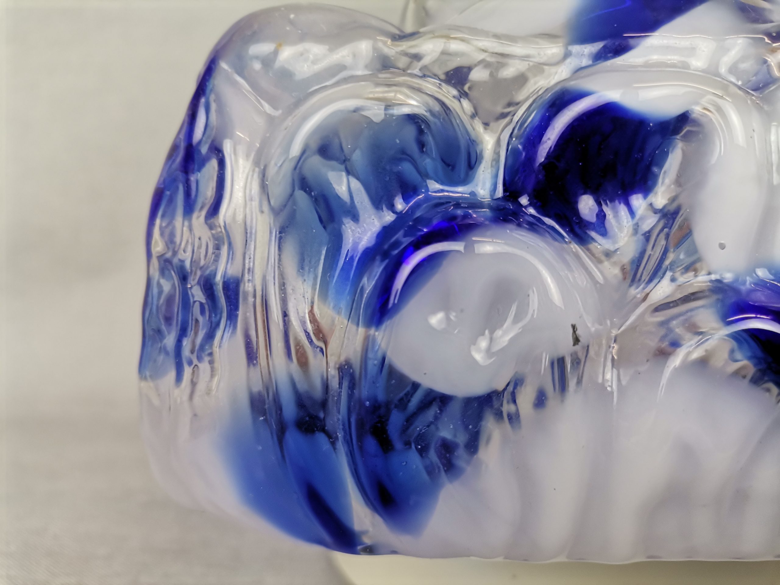 Large square blue spatter splatter glass flush mount ceiling lamp