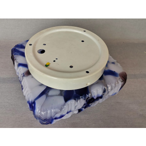 Large square blue spatter splatter glass flush mount ceiling lamp