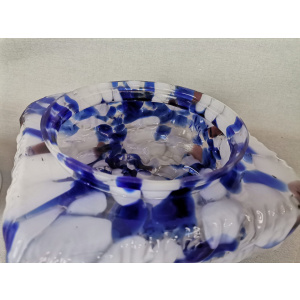 Large square blue spatter splatter glass flush mount ceiling lamp
