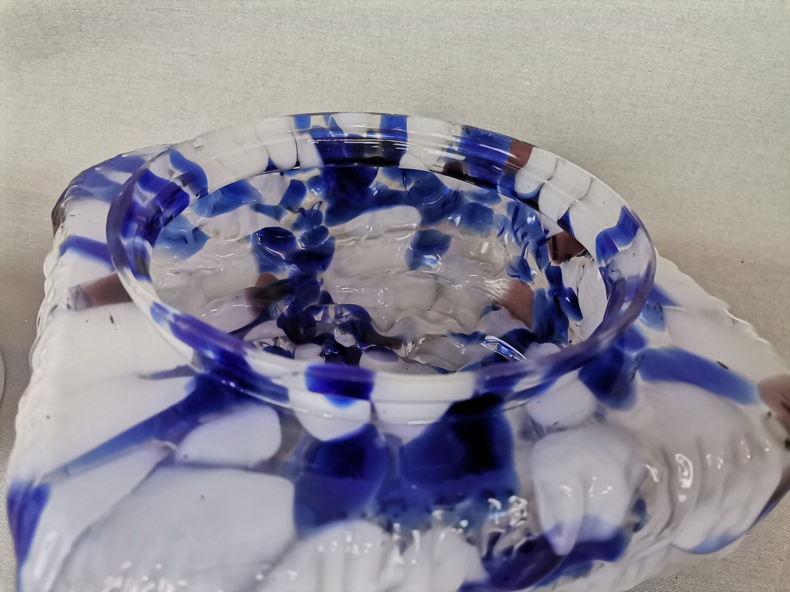 Large square blue spatter splatter glass flush mount ceiling lamp