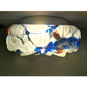 Large square blue spatter splatter glass flush mount ceiling lamp