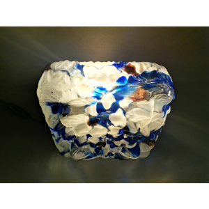 Large square blue spatter splatter glass flush mount ceiling lamp