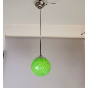 Art Deco style green opaline globe hanging lamp 1960s