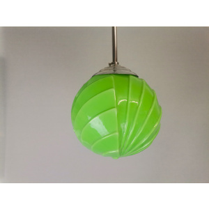 Art Deco style green opaline globe hanging lamp 1960s