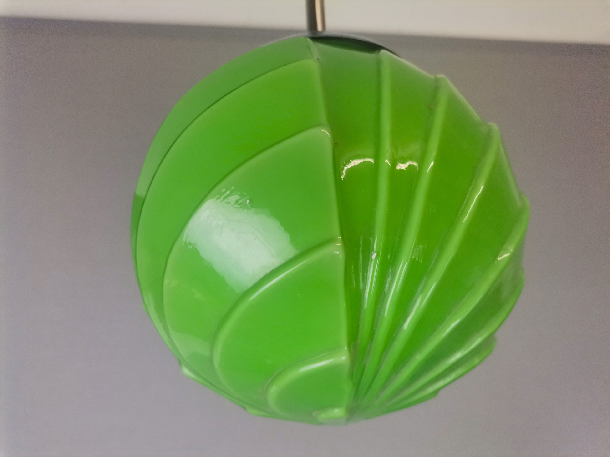 Art Deco style green opaline globe hanging lamp 1960s