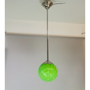 Art Deco style green opaline globe hanging lamp 1960s