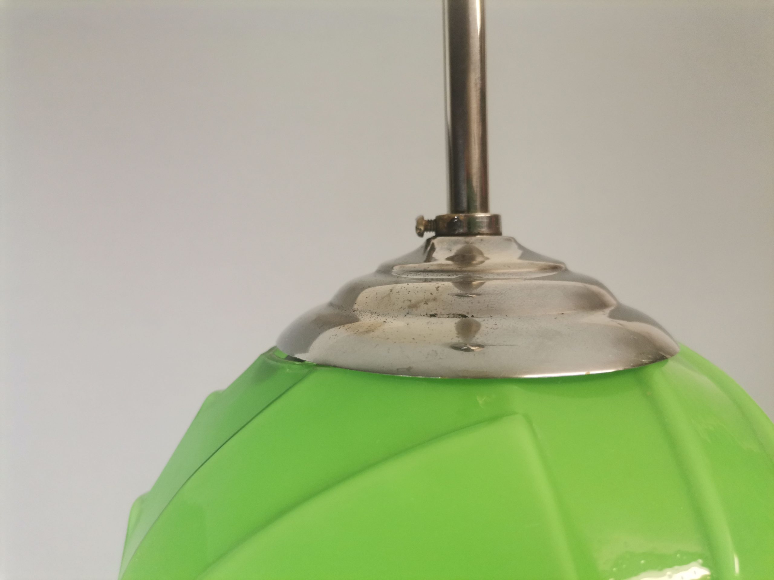Art Deco style green opaline globe hanging lamp 1960s