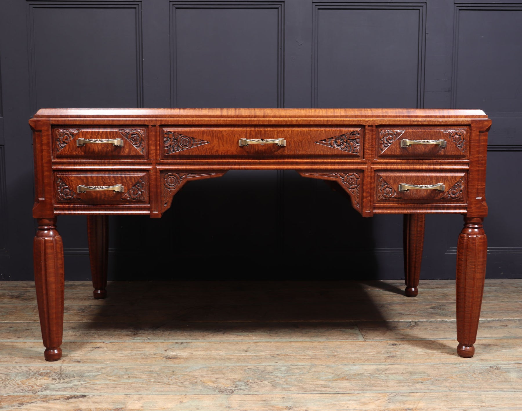 Stunning French Art Deco Desk In Pomelle Sapele