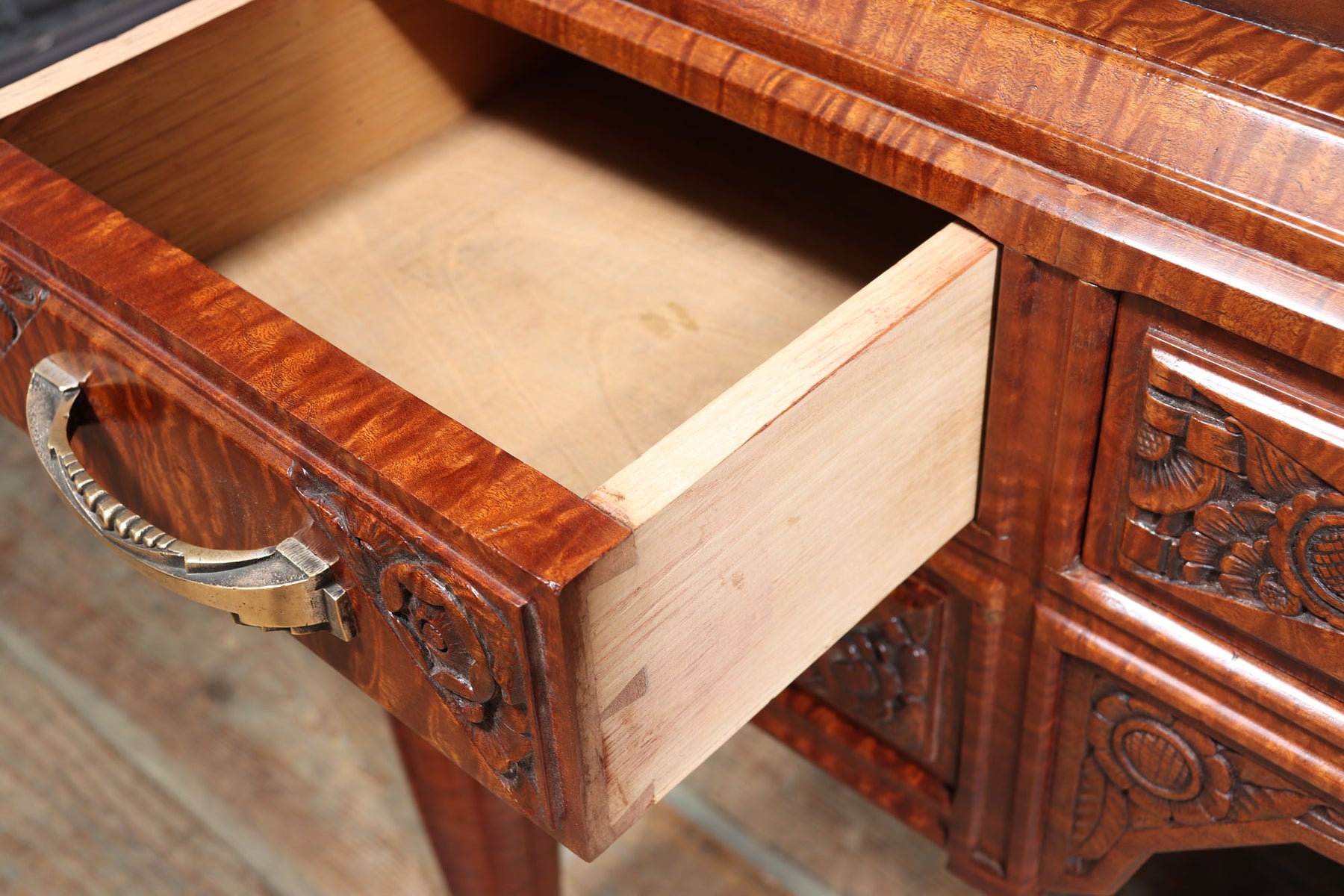 Stunning French Art Deco Desk In Pomelle Sapele