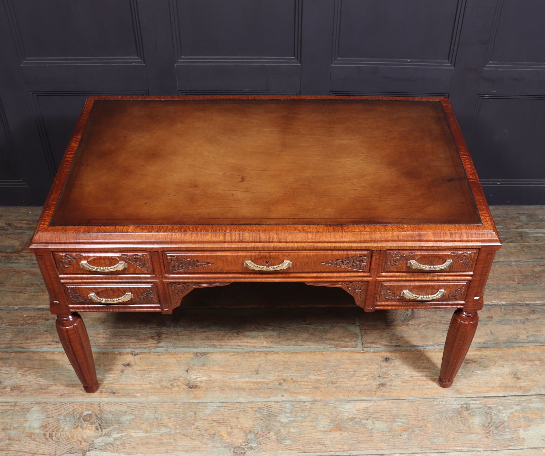 Stunning French Art Deco Desk In Pomelle Sapele