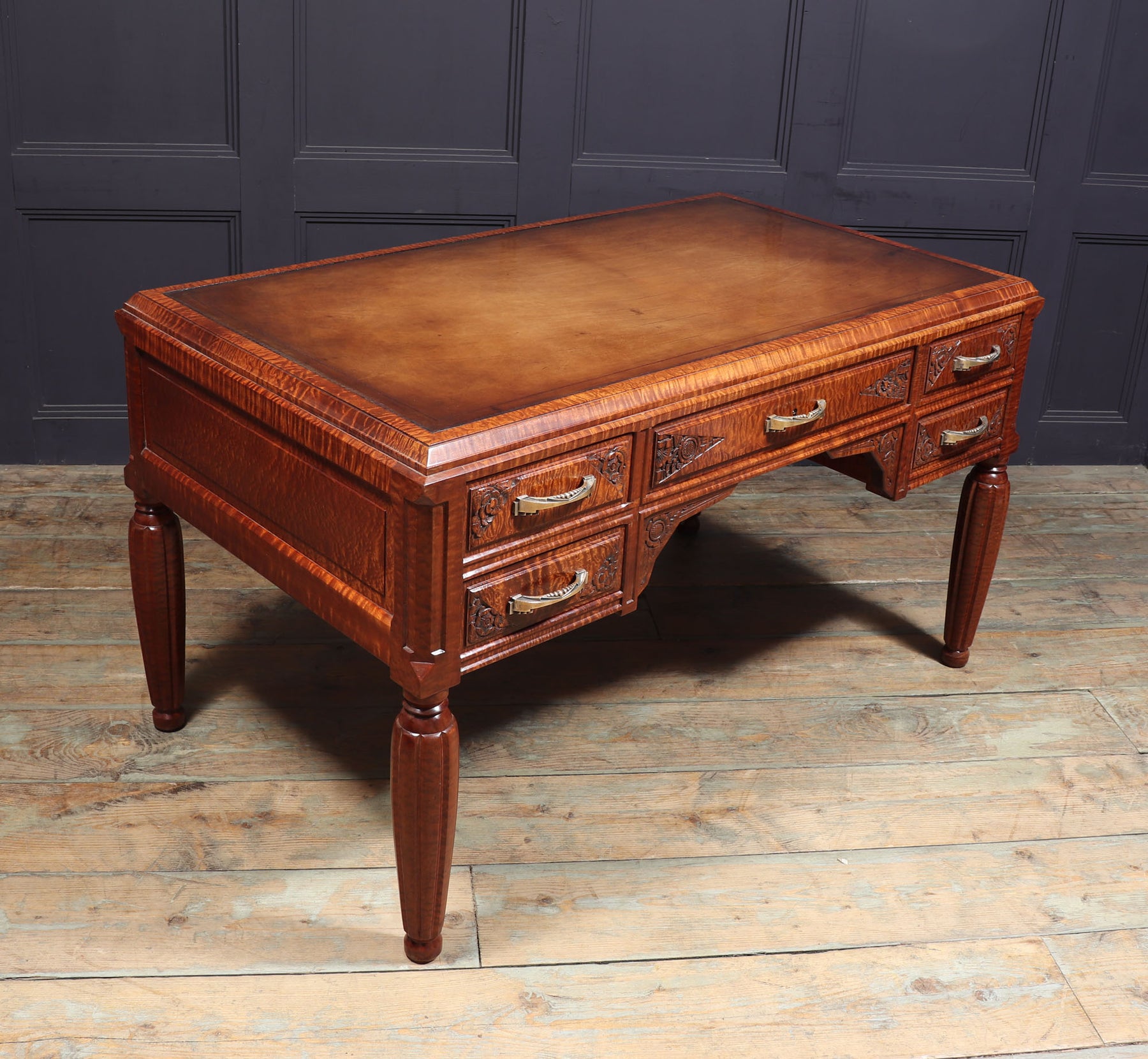 Stunning French Art Deco Desk In Pomelle Sapele