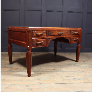 Stunning French Art Deco Desk In Pomelle Sapele