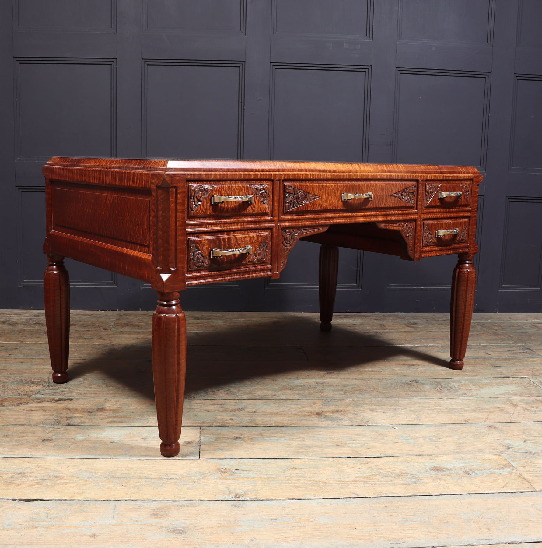 Stunning French Art Deco Desk In Pomelle Sapele