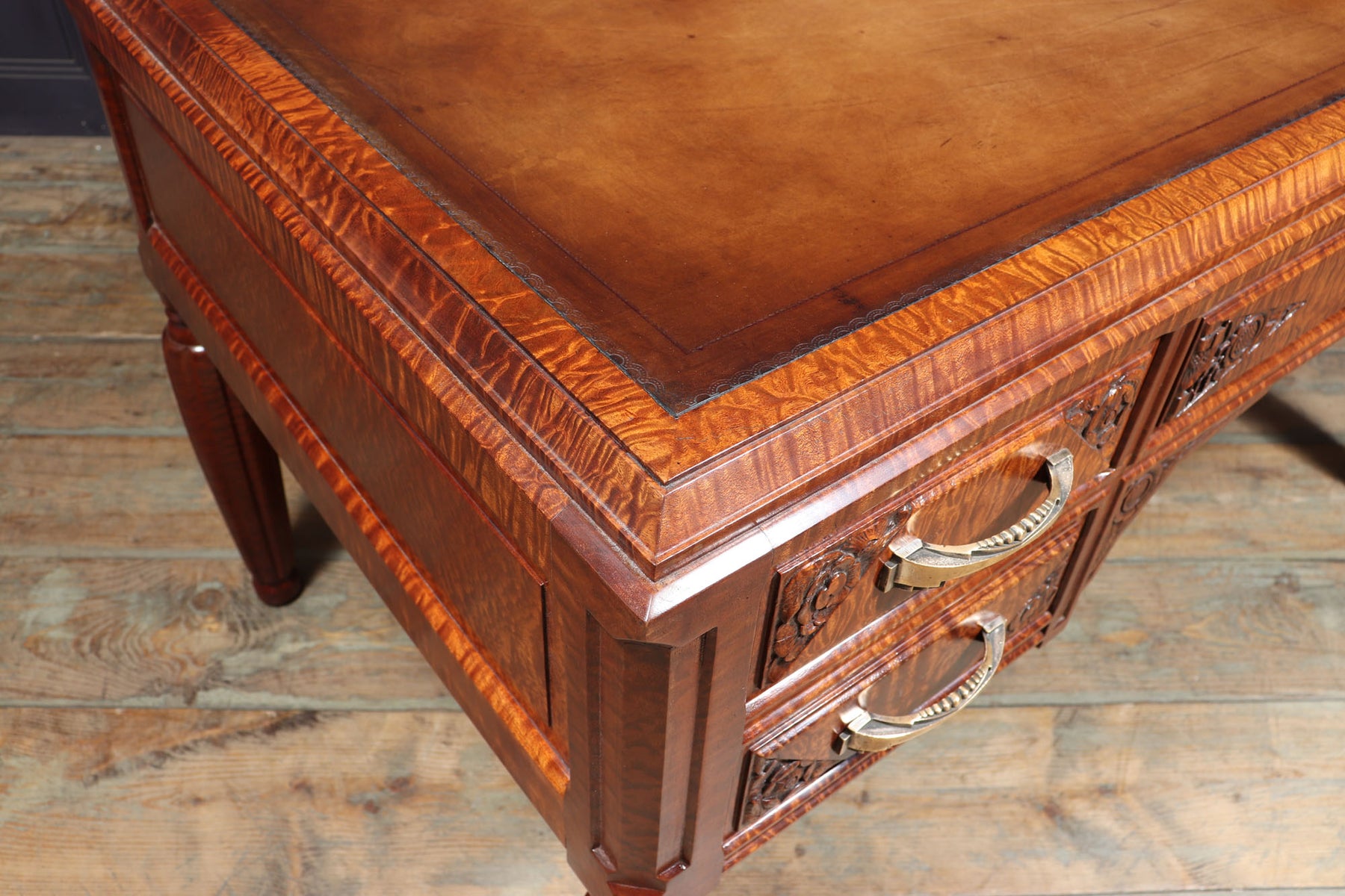 Stunning French Art Deco Desk In Pomelle Sapele