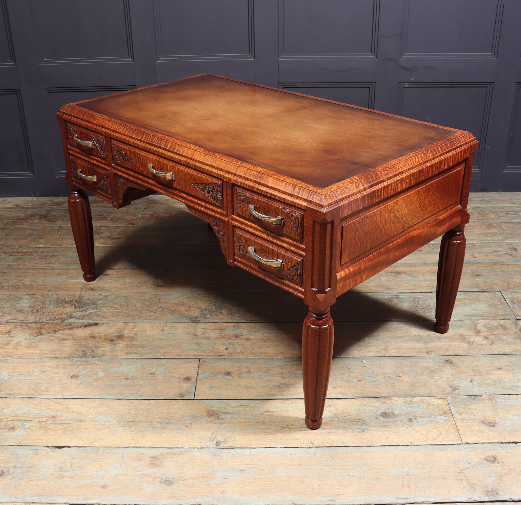 Stunning French Art Deco Desk In Pomelle Sapele