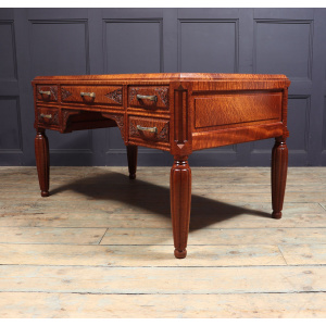 Stunning French Art Deco Desk In Pomelle Sapele