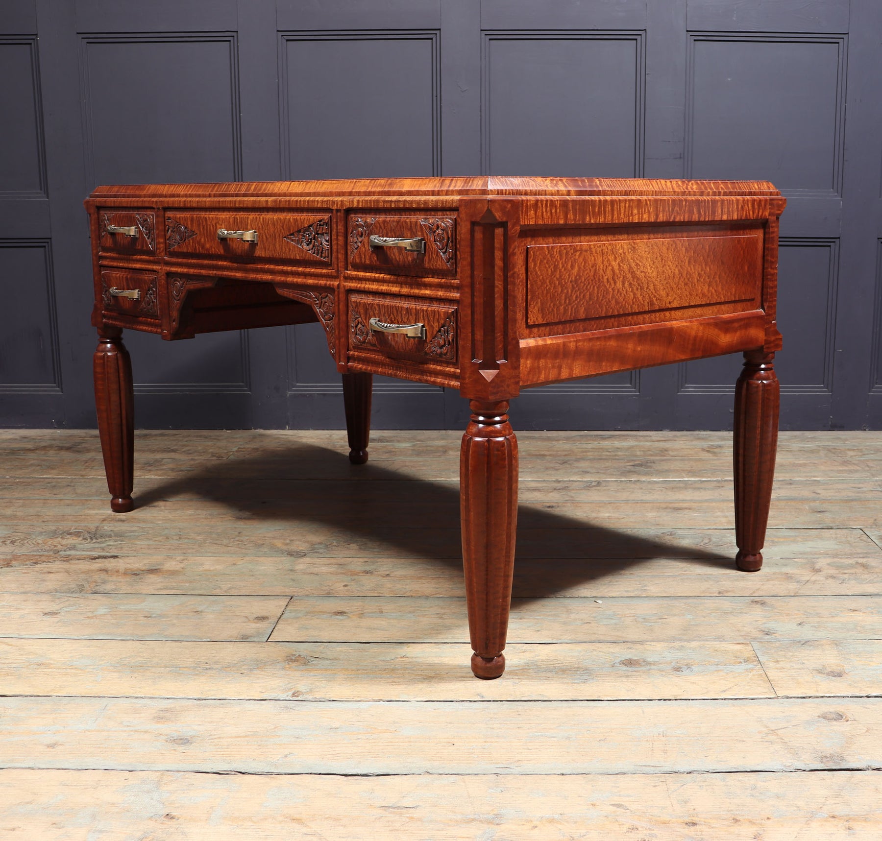 Stunning French Art Deco Desk In Pomelle Sapele