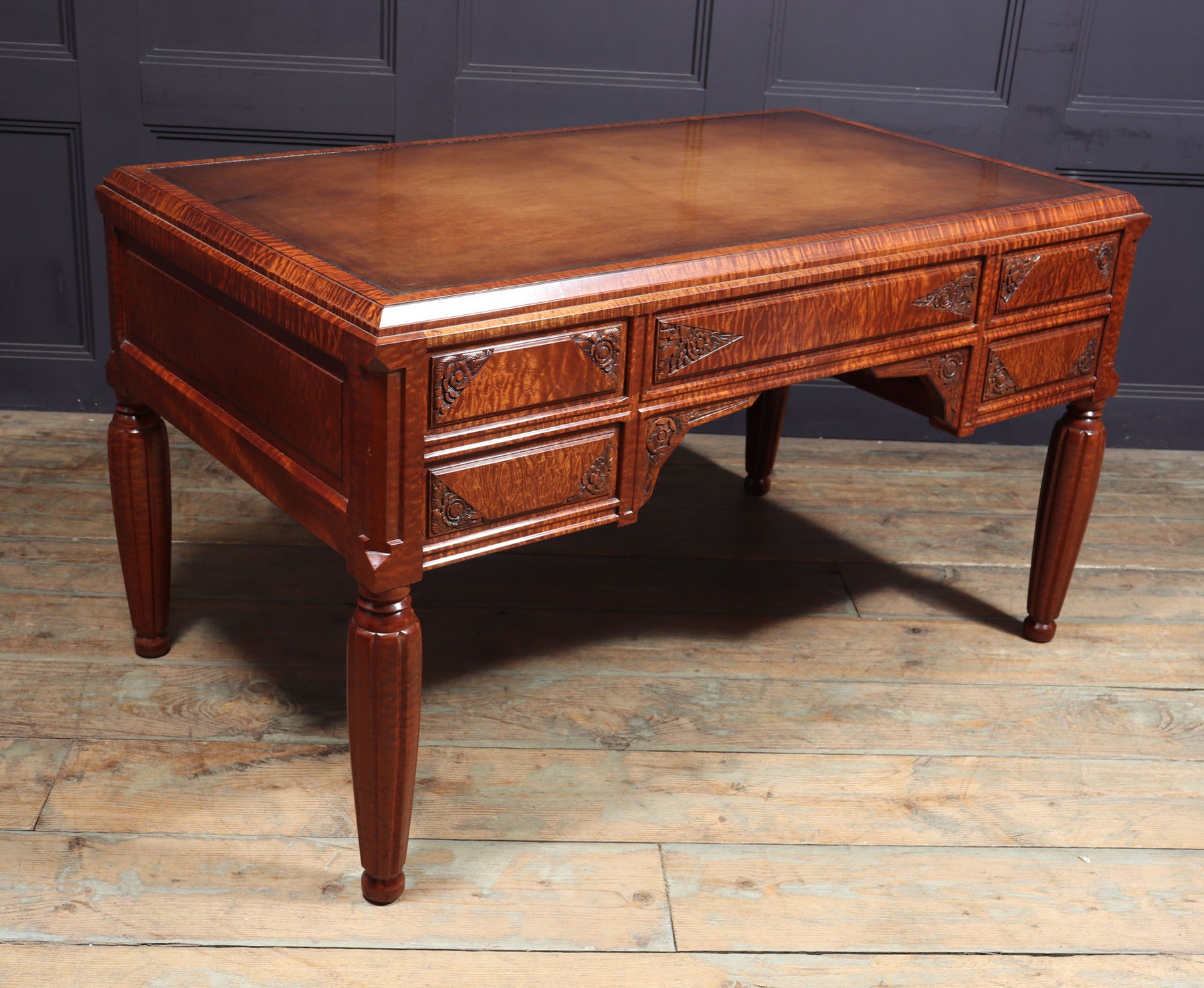 Stunning French Art Deco Desk In Pomelle Sapele