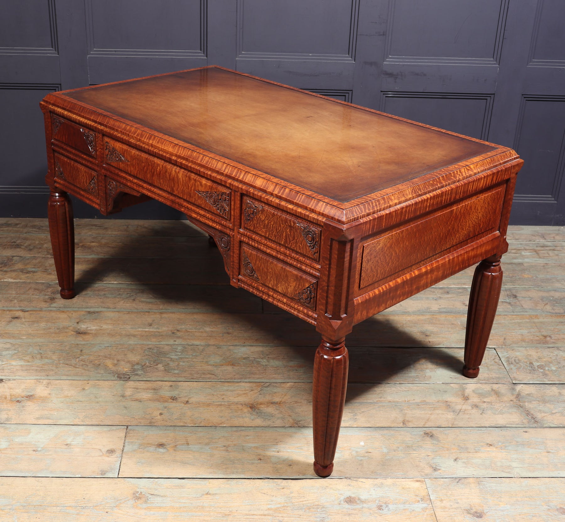 Stunning French Art Deco Desk In Pomelle Sapele