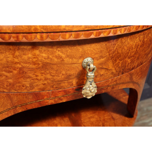 Ornate Art Nouveau Bedside Cabinets In Amboyna C1900