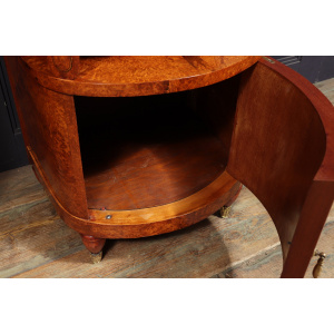 Ornate Art Nouveau Bedside Cabinets In Amboyna C1900