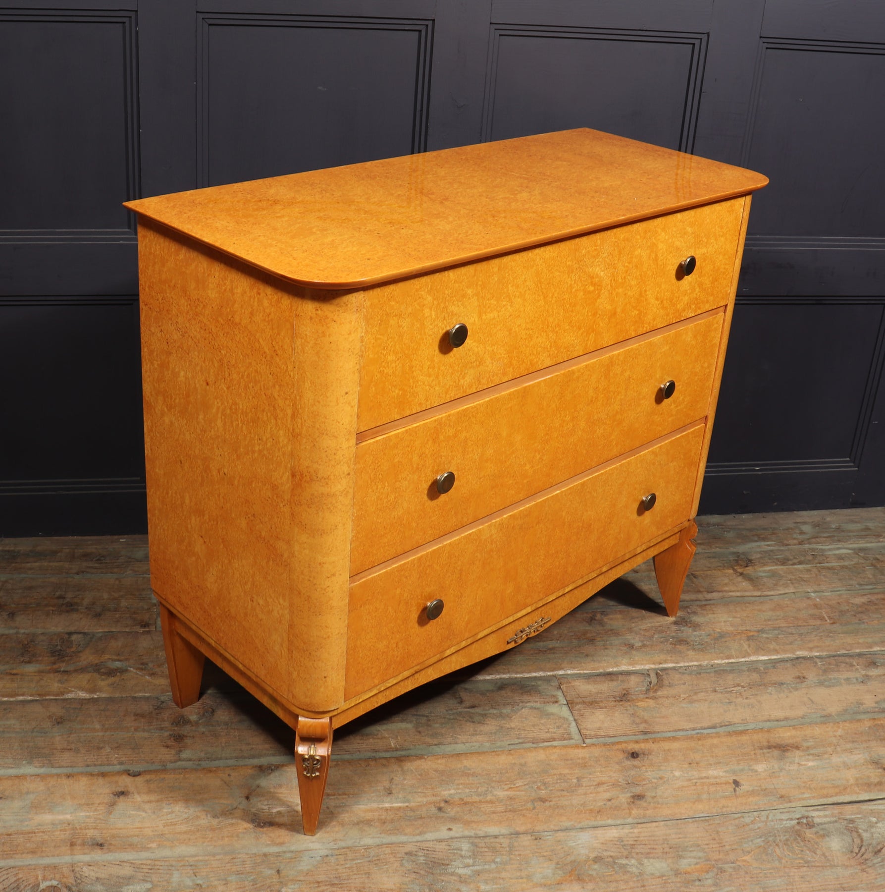 Stylish Vintage Karelian Birch Chest Of Drawers