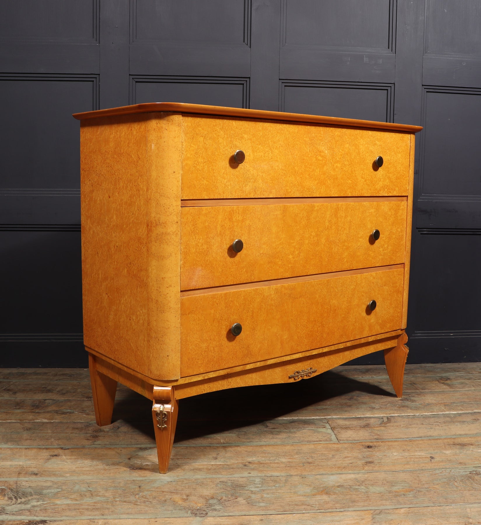 Stylish Vintage Karelian Birch Chest Of Drawers