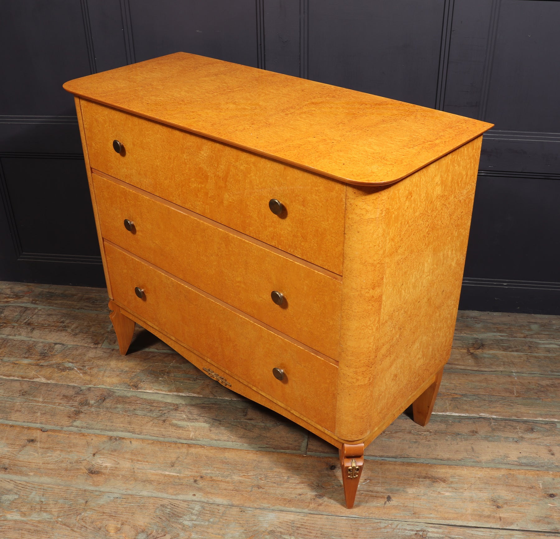 Stylish Vintage Karelian Birch Chest Of Drawers
