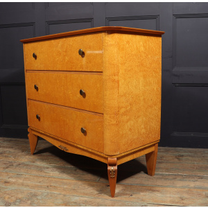 Stylish Vintage Karelian Birch Chest Of Drawers