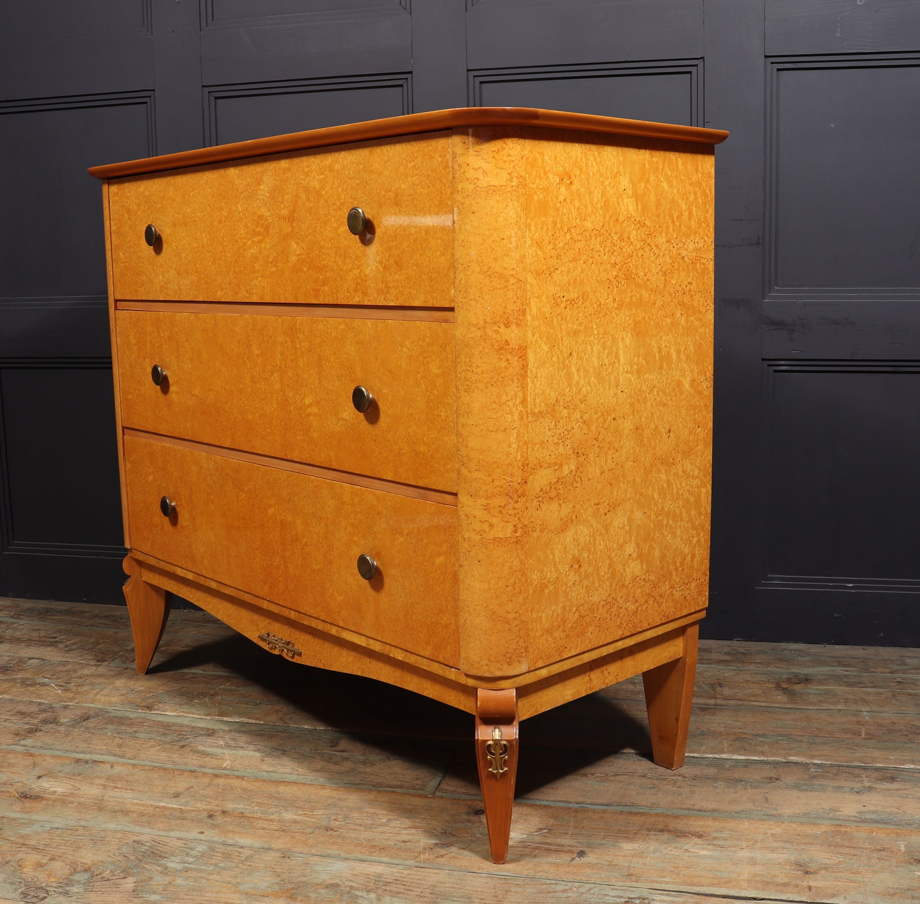 Stylish Vintage Karelian Birch Chest Of Drawers