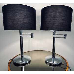 Nessen USA Swing Arm Chrome Table Lamps
