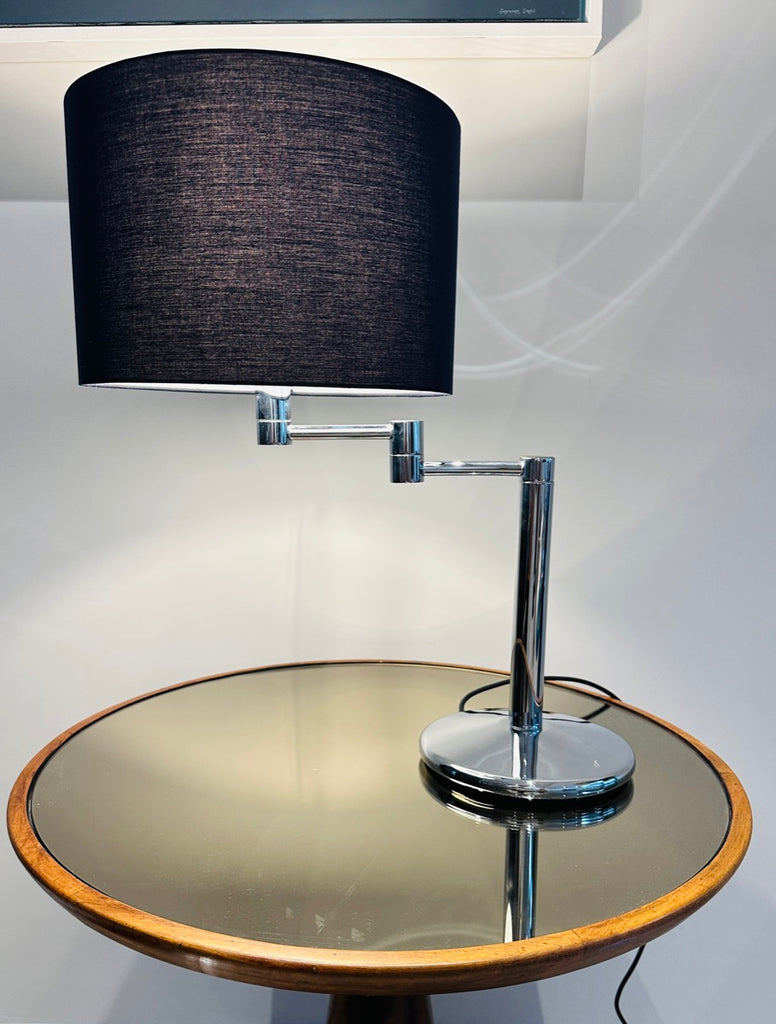 Nessen USA Swing Arm Chrome Table Lamps