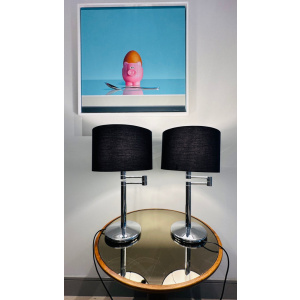 Nessen USA Swing Arm Chrome Table Lamps