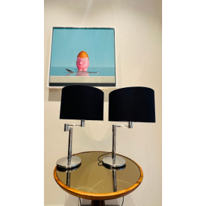 Nessen USA Swing Arm Chrome Table Lamps