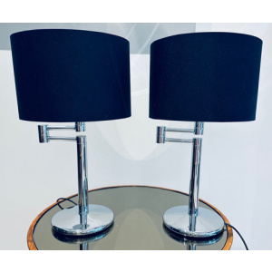 Nessen USA Swing Arm Chrome Table Lamps
