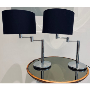 Nessen USA Swing Arm Chrome Table Lamps