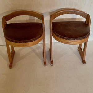 Mid Century modernist Oak and Leather stool