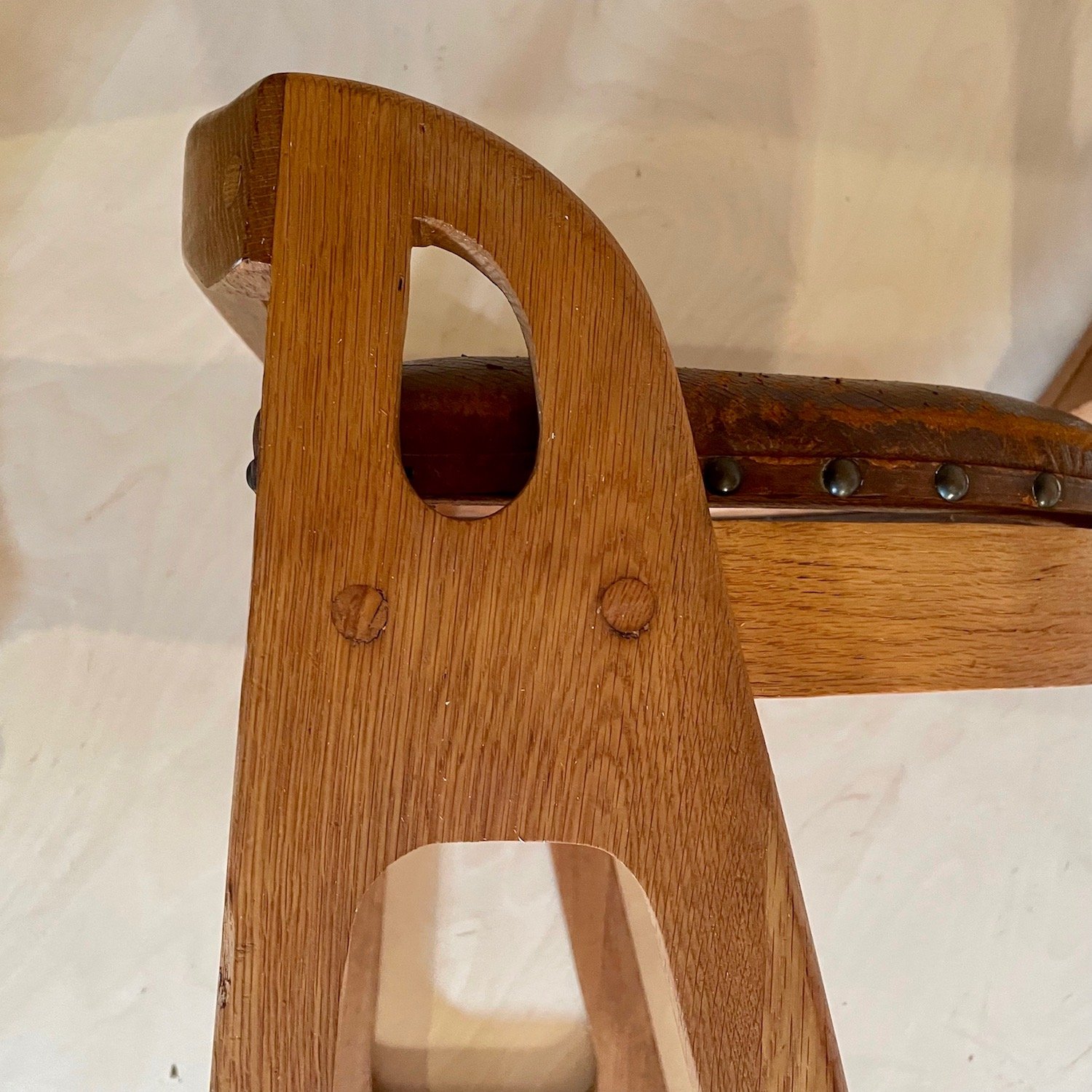 Mid Century modernist Oak and Leather stool