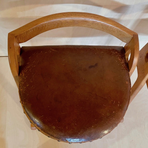 Mid Century modernist Oak and Leather stool