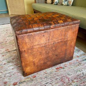Arts and Crafts English Hide Ottoman Footstool