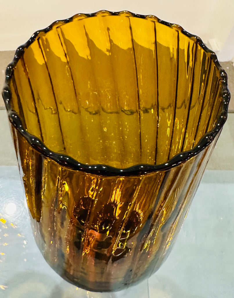 Amber Swirled Italian Glass Vases, 1960s