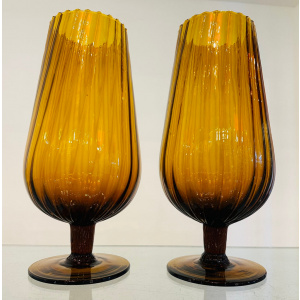 Amber Swirled Italian Glass Vases, 1960s