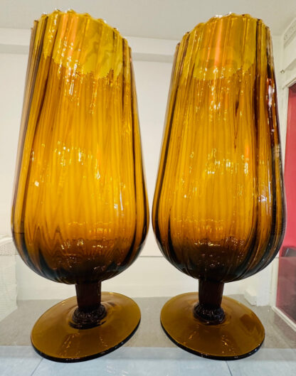 Amber Swirled Italian Glass Vases, 1960s - Image 6