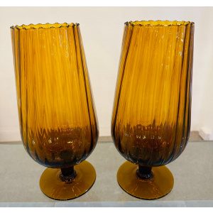 Amber Swirled Italian Glass Vases, 1960s