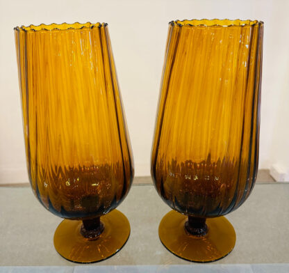 Amber Swirled Italian Glass Vases, 1960s - Image 4