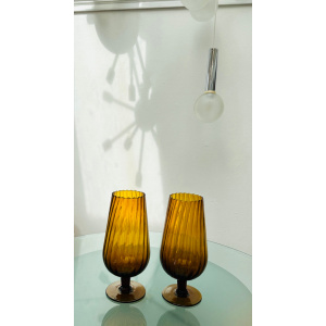 Amber Swirled Italian Glass Vases, 1960s