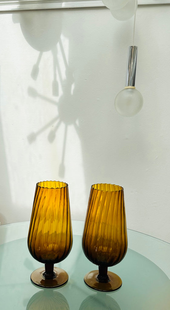 Amber Swirled Italian Glass Vases, 1960s