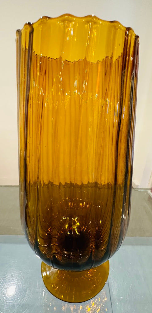 Amber Swirled Italian Glass Vases, 1960s