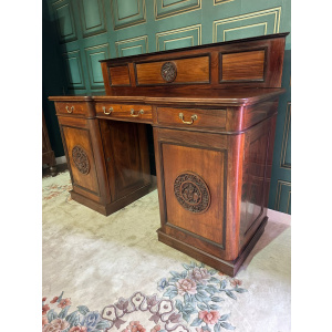 Victorian mahogany breakfront twin pedestal chiffonier
